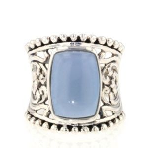 Blue opal sterling silver ring